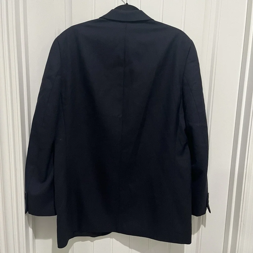 Ralph Lauren 100% Pure Wool Men Blazer Jacket Measures 44R Blue‎ Sport Coat